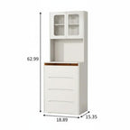 63" White Wood Lighted Mirrored Two Door Three Drawer Combo Dresser