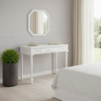 39" White Wood Three Drawer Vanity Table