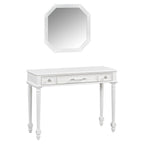 39" White Wood Three Drawer Vanity Table