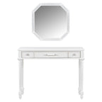 39" White Wood Three Drawer Vanity Table