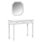 39" White Wood Three Drawer Vanity Table