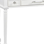 39" White Wood Three Drawer Vanity Table