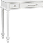 39" White Wood Three Drawer Vanity Table