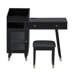 44" Black Wood Two Drawer Vanity Table