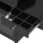 44" Black Wood Two Drawer Vanity Table