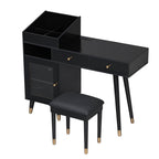 44" Black Wood Two Drawer Vanity Table