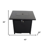 40000 BTU 43" Black Steel Propane Rectangular Fire Pit With Cover