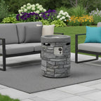 32000 BTU 26" Gray Magnesium Oxide Propane Round Fire Pit With Cover