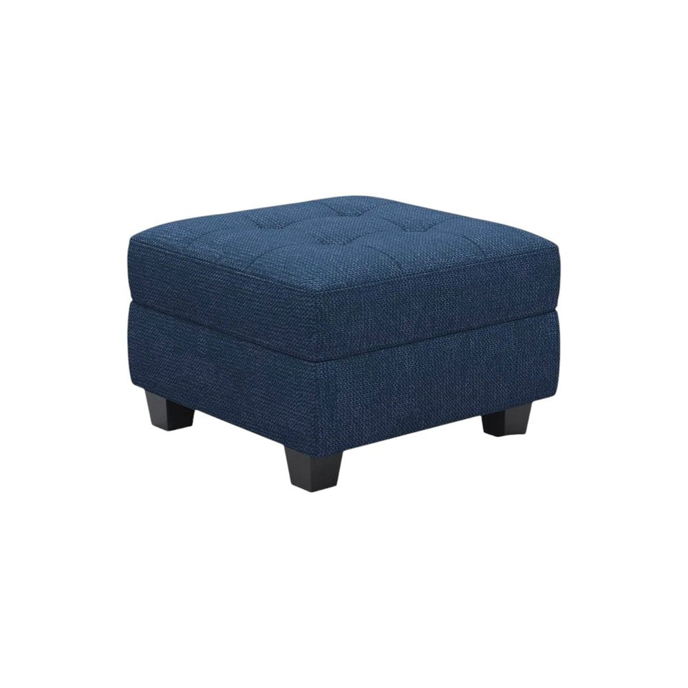 26" Gray And Black Linen Tufted Ottoman With Storage