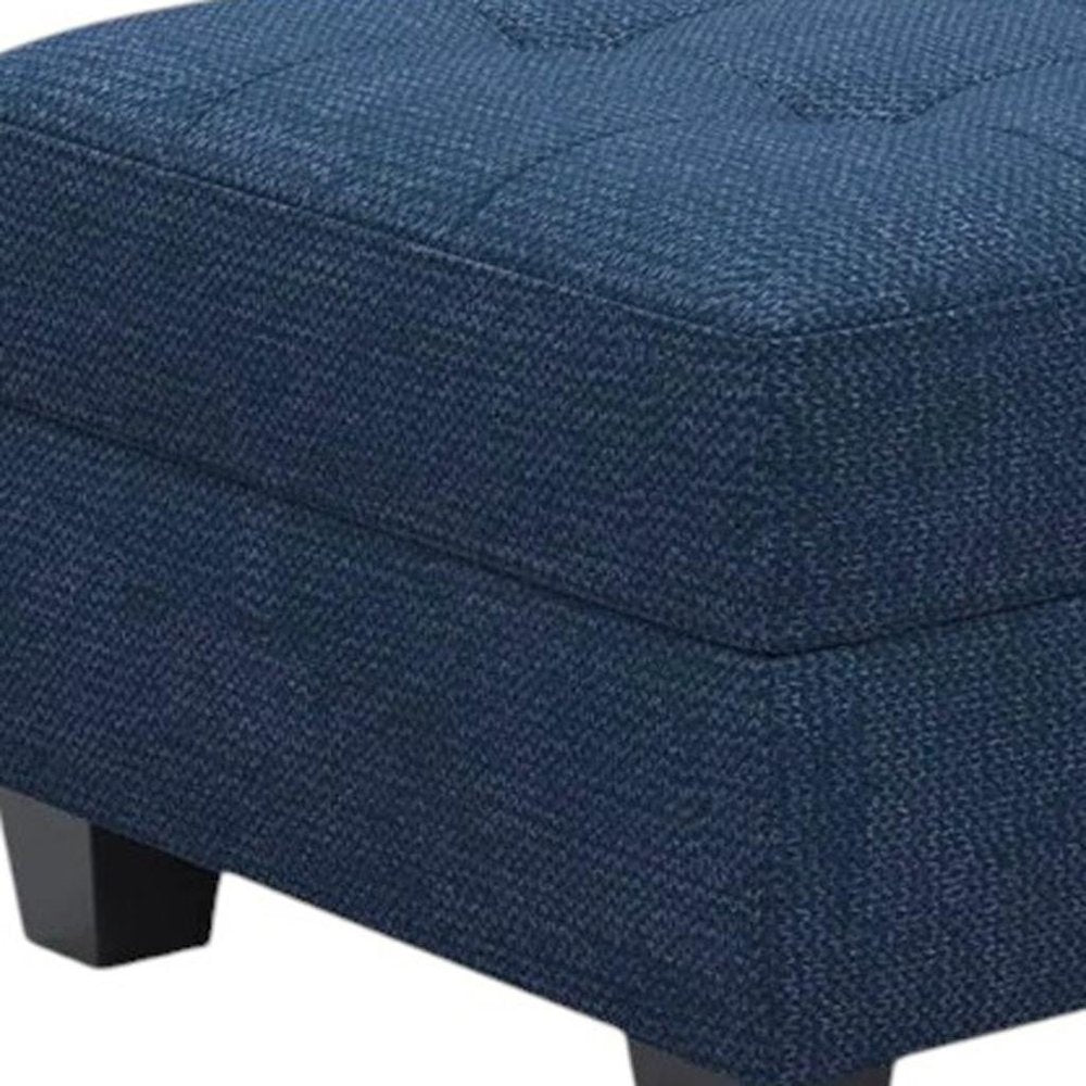26" Gray And Black Linen Tufted Ottoman With Storage