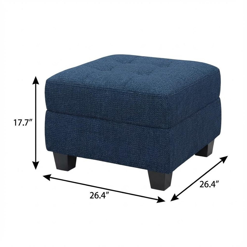 26" Gray And Black Linen Tufted Ottoman With Storage
