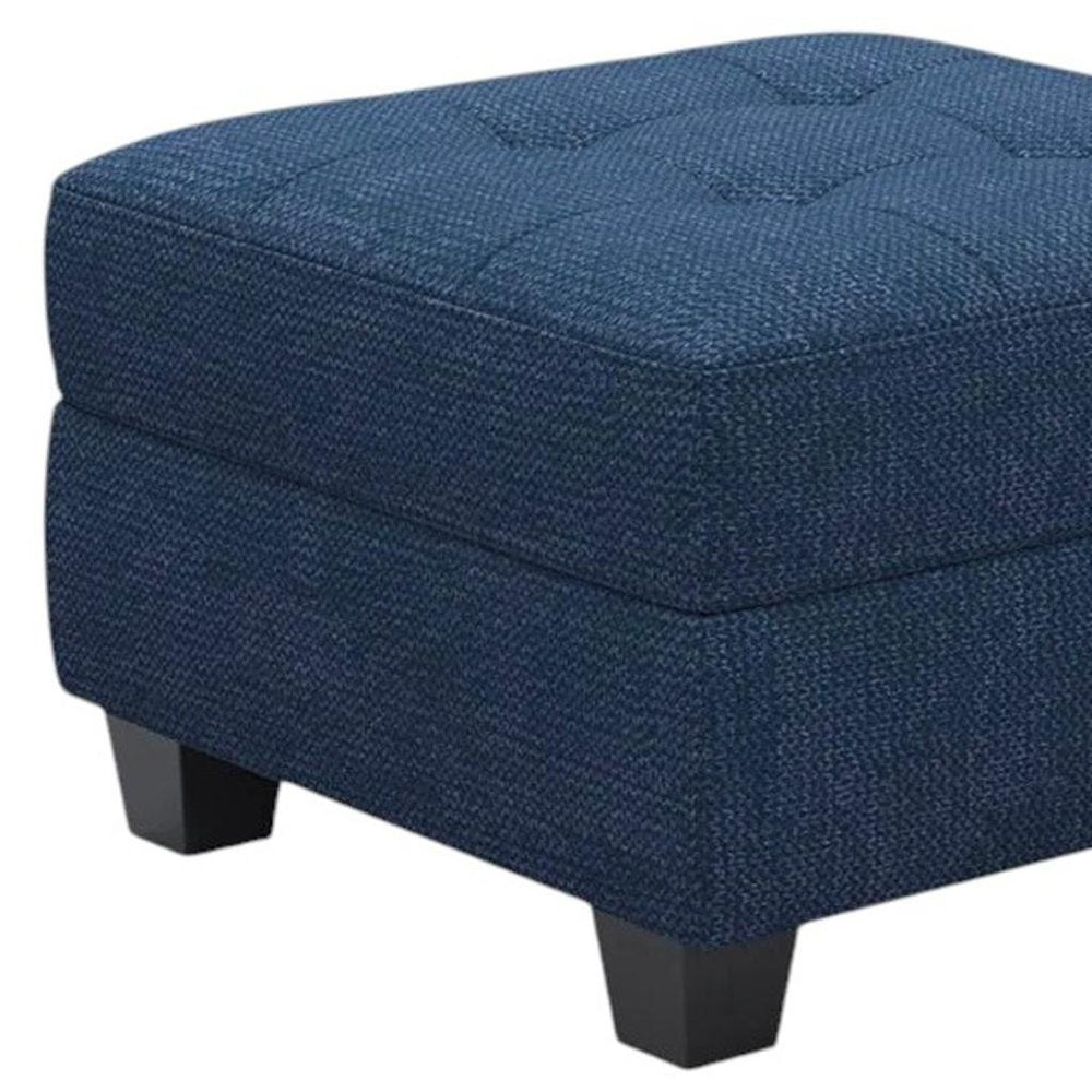 26" Gray And Black Linen Tufted Ottoman With Storage