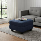 26" Gray And Black Linen Tufted Ottoman With Storage