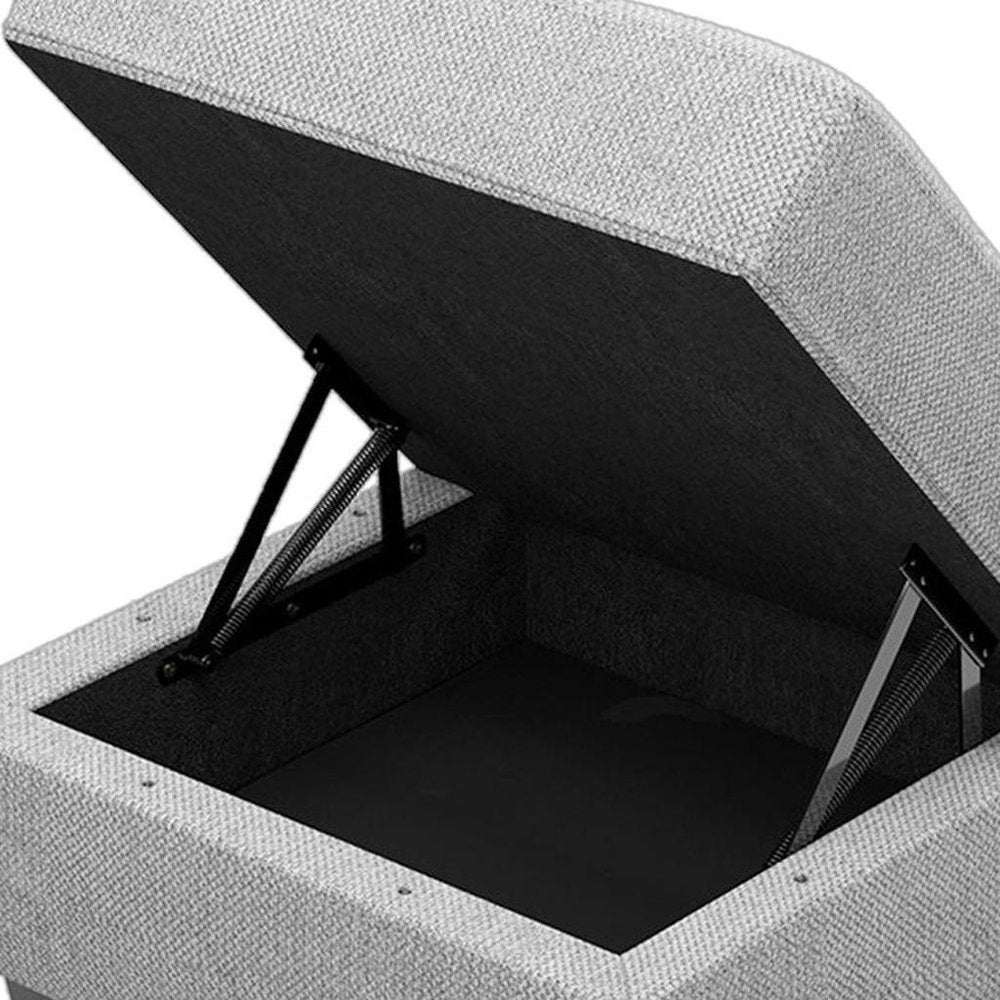 26" Gray And Black Linen Tufted Ottoman With Storage