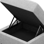 26" Gray And Black Linen Tufted Ottoman With Storage