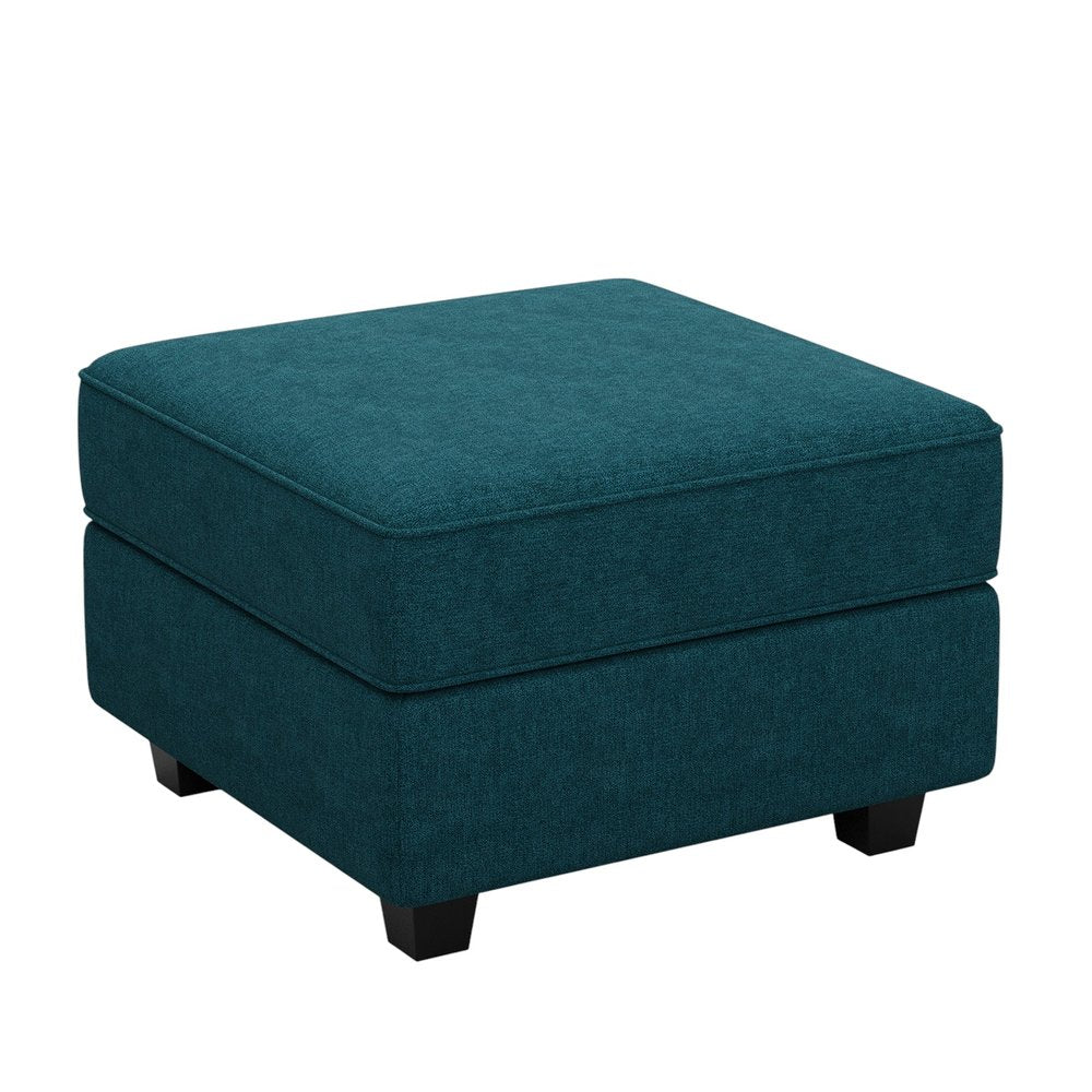 26" Teal Blue And Black Microfiber Ottoman With Storage
