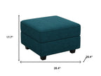 26" Teal Blue And Black Microfiber Ottoman With Storage