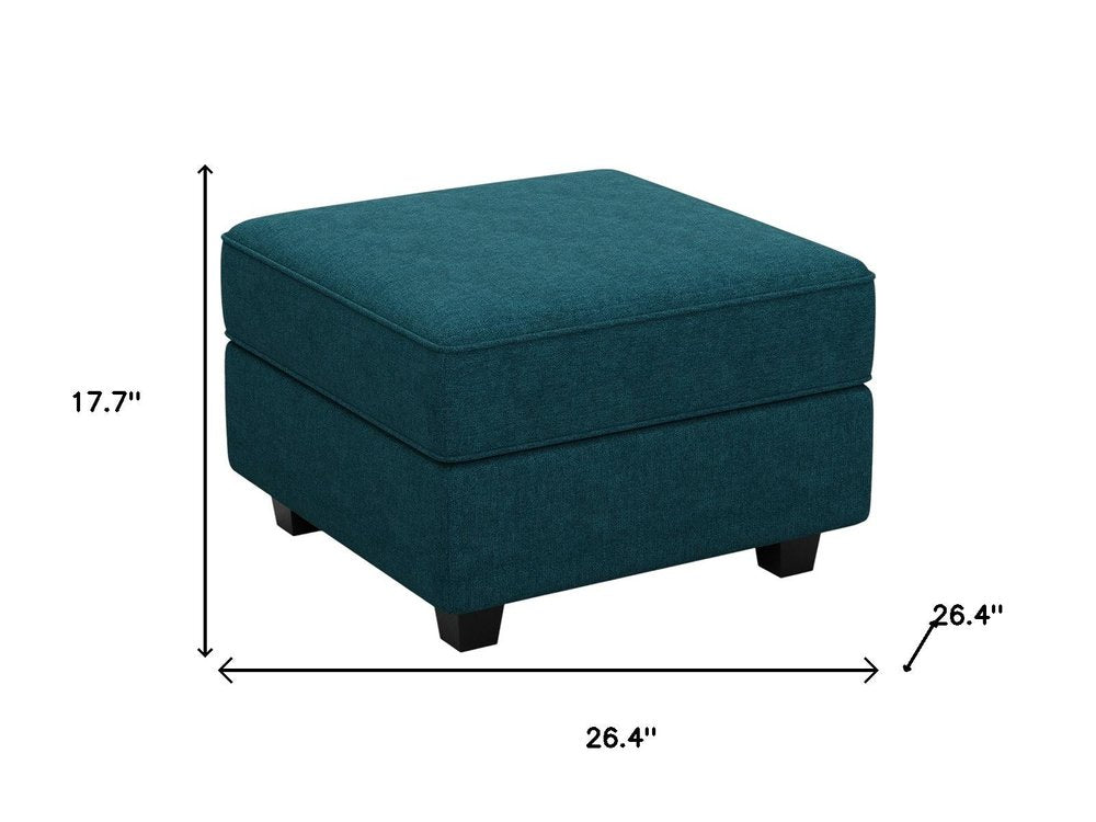 26" Teal Blue And Black Microfiber Ottoman With Storage