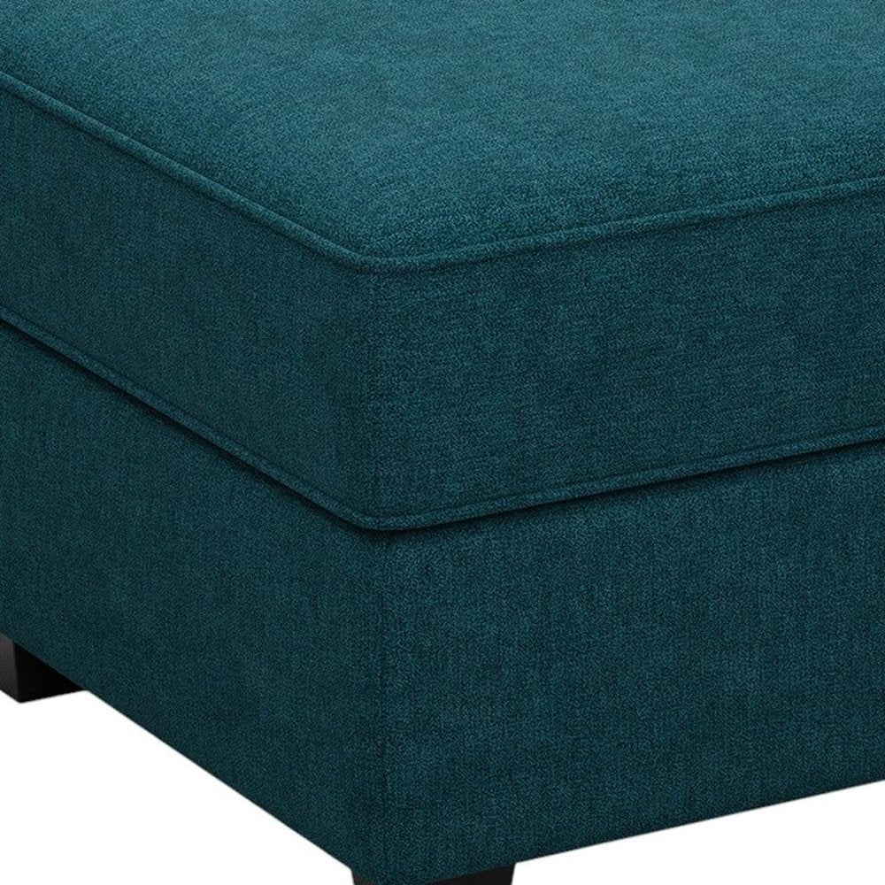 26" Teal Blue And Black Microfiber Ottoman With Storage