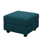 26" Teal Blue And Black Microfiber Ottoman With Storage