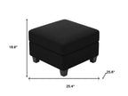 25" Black Velvet Ottoman With Storage