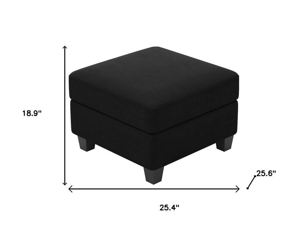 25" Black Velvet Ottoman With Storage