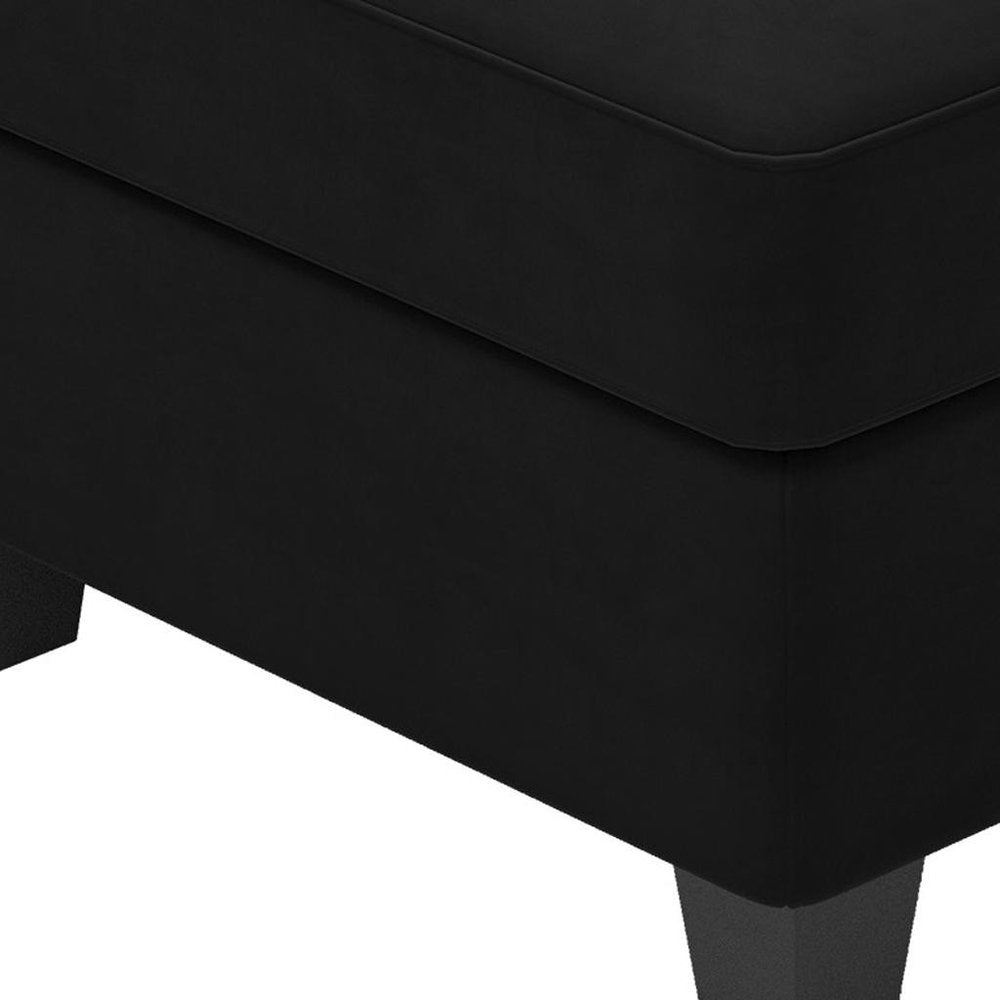 25" Black Velvet Ottoman With Storage