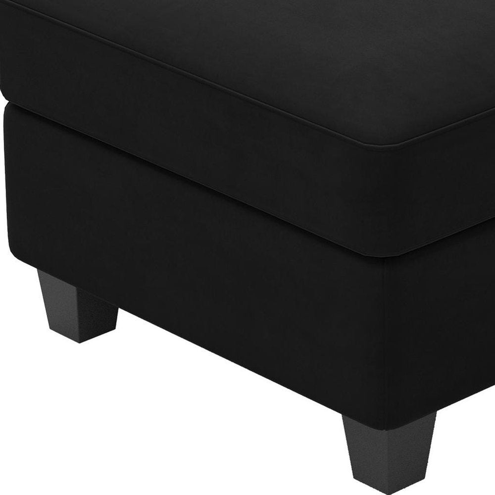 25" Black Velvet Ottoman With Storage