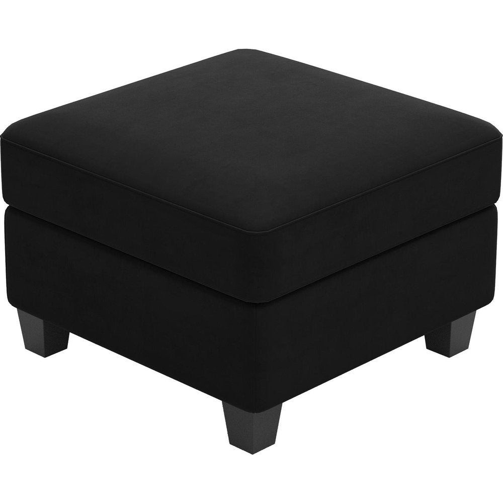 25" Black Velvet Ottoman With Storage