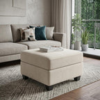 25" Black Velvet Ottoman With Storage