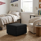 30" Black Velvet Ottoman With Storage