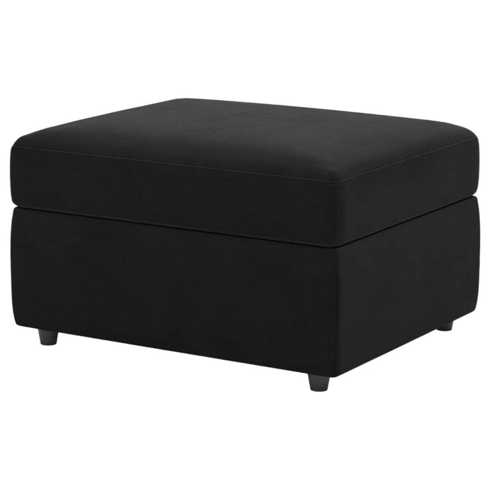 30" Black Velvet Ottoman With Storage