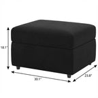 30" Black Velvet Ottoman With Storage