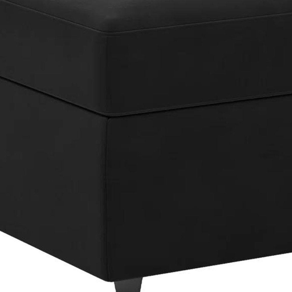 30" Black Velvet Ottoman With Storage