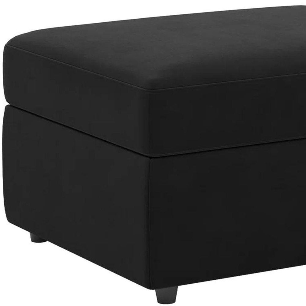30" Black Velvet Ottoman With Storage