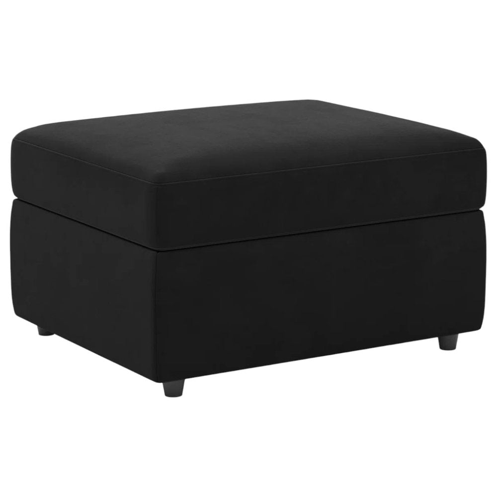 30" Black Velvet Ottoman With Storage