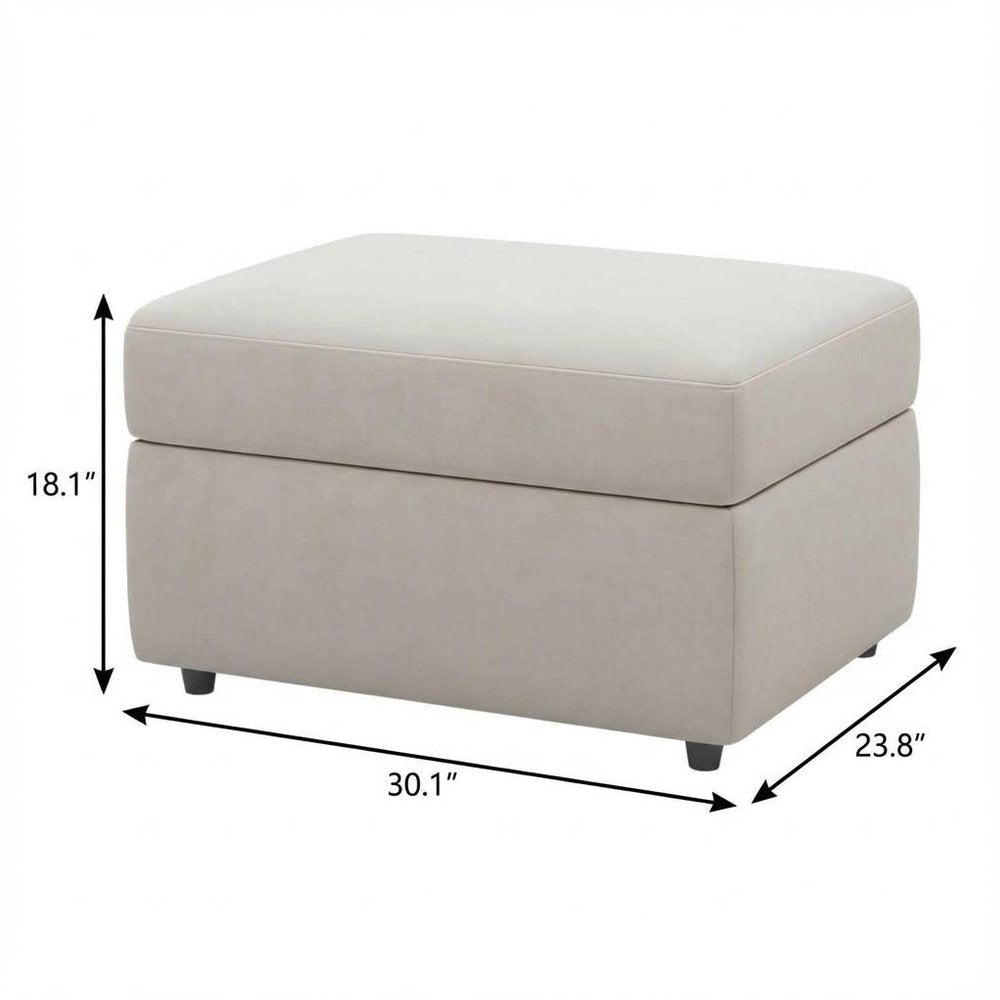 30" Black Velvet Ottoman With Storage