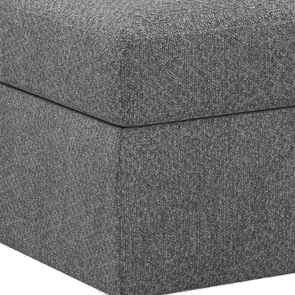30" Light Gray And Black Chenille Ottoman With Storage