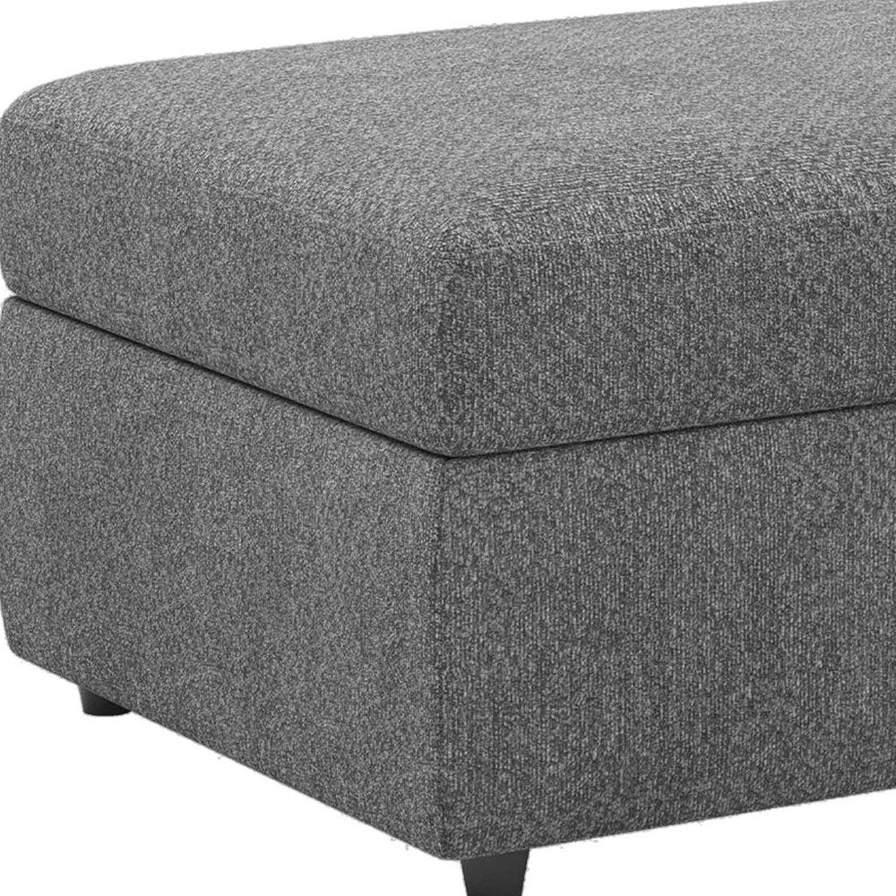 30" Light Gray And Black Chenille Ottoman With Storage