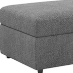 30" Light Gray And Black Chenille Ottoman With Storage