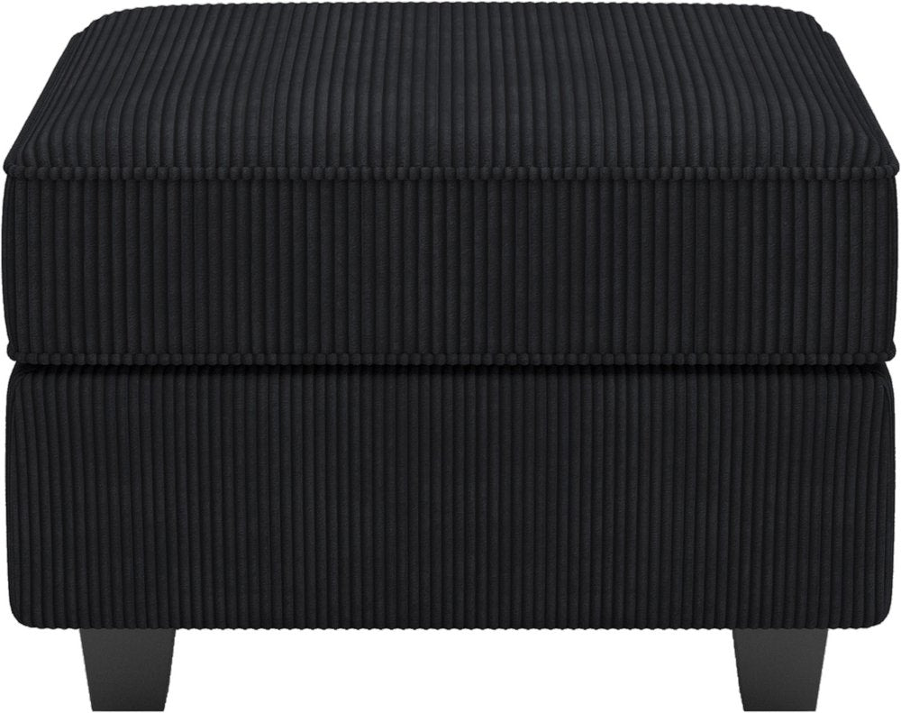 26" Black Corduroy Ottoman With Storage