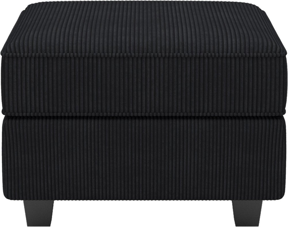 26" Black Corduroy Ottoman With Storage