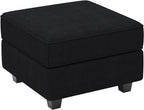 26" Black Corduroy Ottoman With Storage