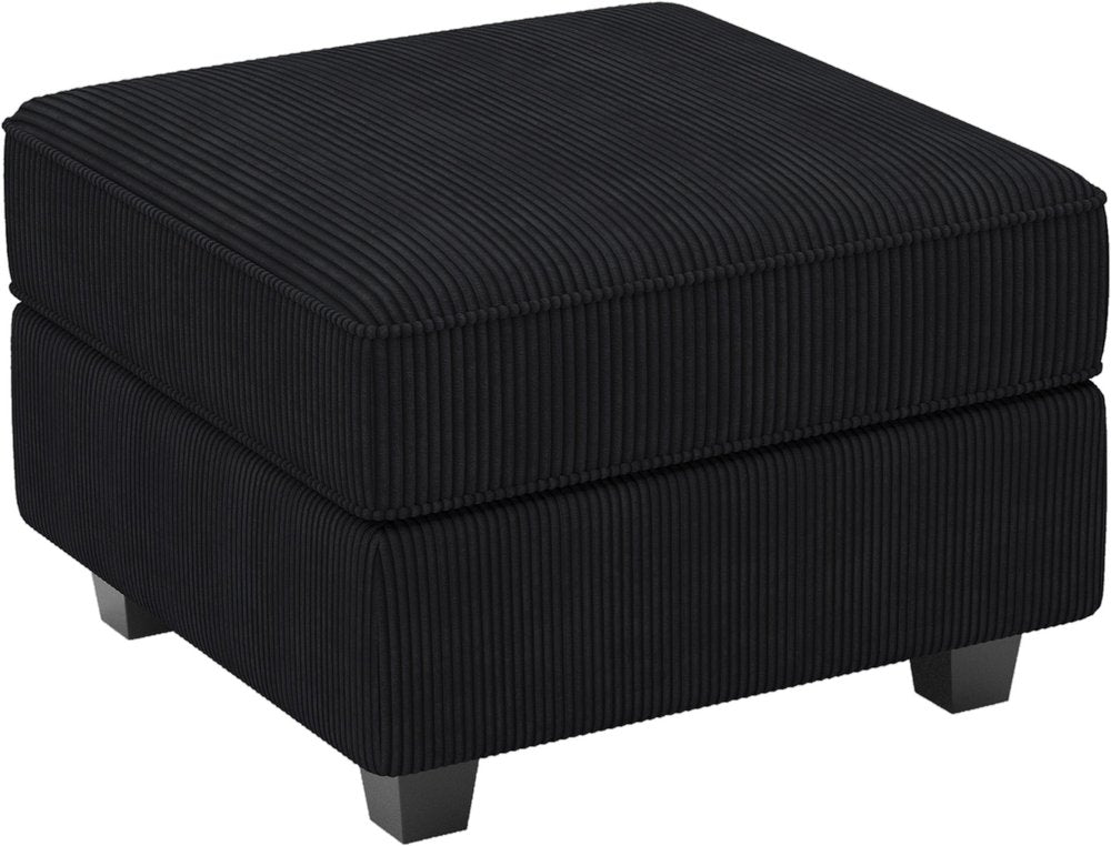 26" Black Corduroy Ottoman With Storage