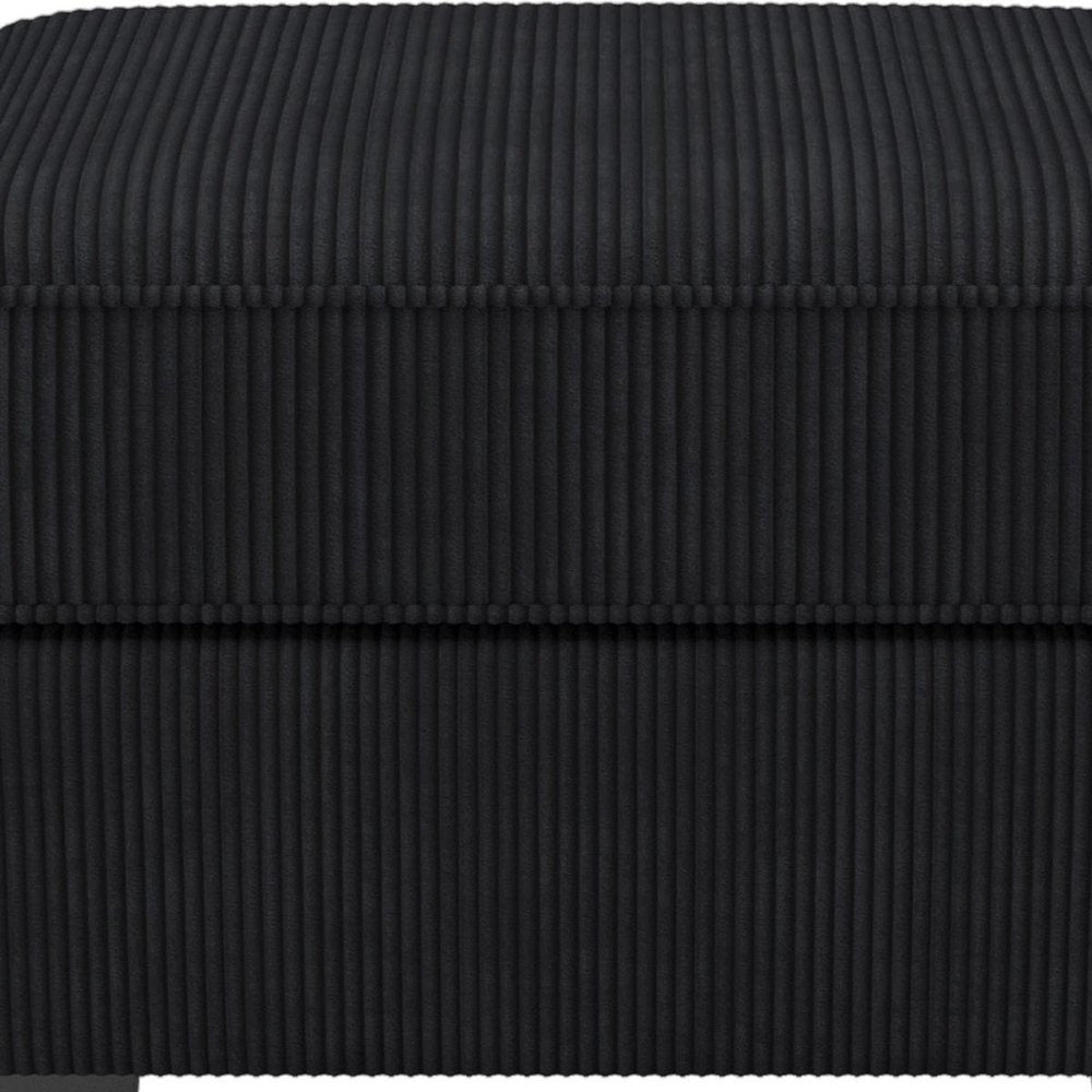 26" Black Corduroy Ottoman With Storage