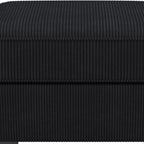 26" Black Corduroy Ottoman With Storage