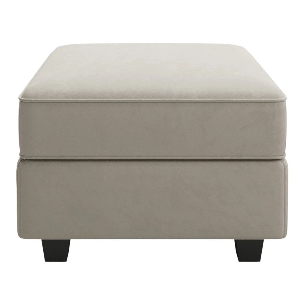 26" Gray And Black Microfiber Ottoman With Storage