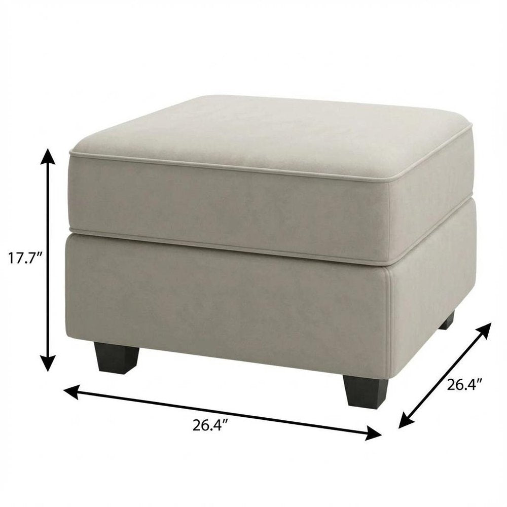 26" Gray And Black Microfiber Ottoman With Storage