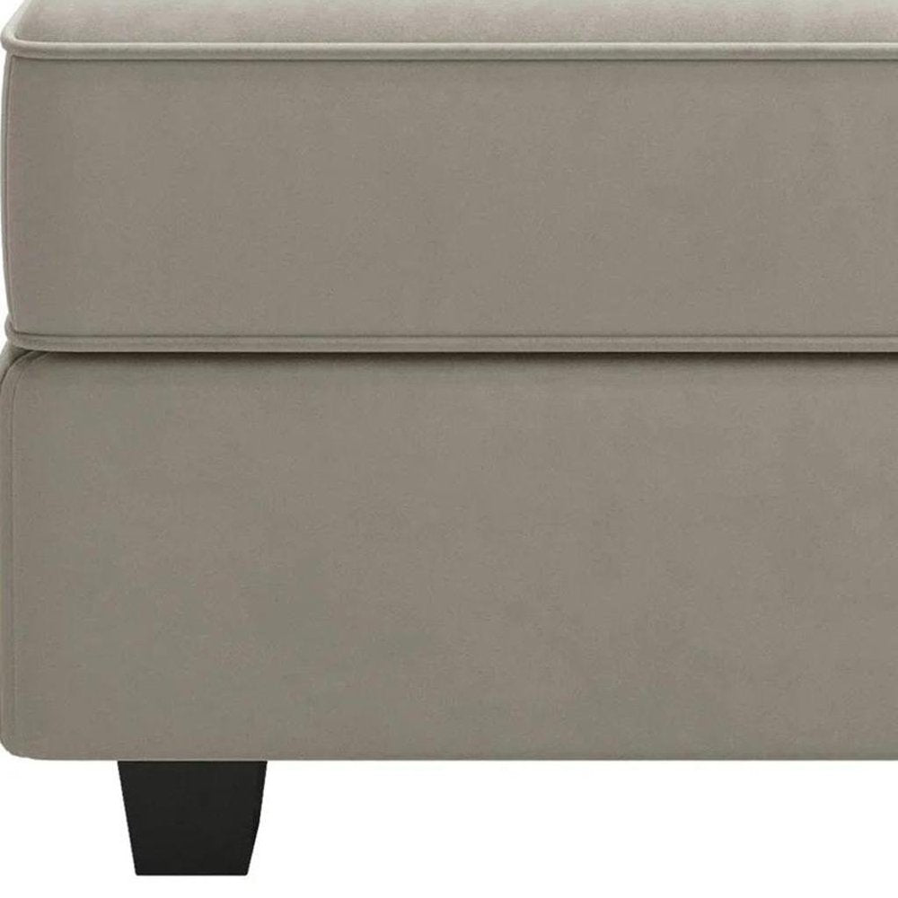 26" Gray And Black Microfiber Ottoman With Storage