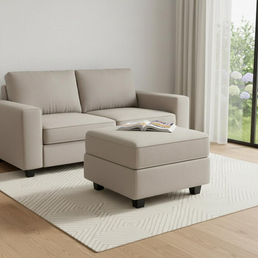 26" Gray And Black Microfiber Ottoman With Storage